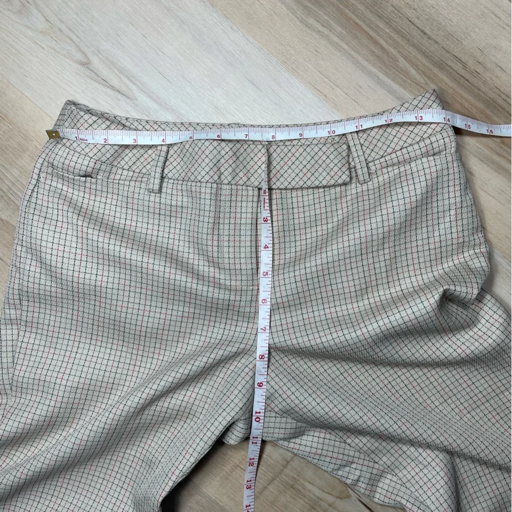 Ann Taylor LOFT Petite Ankle Pants Plaid Career Stretch‎ Beige 4P